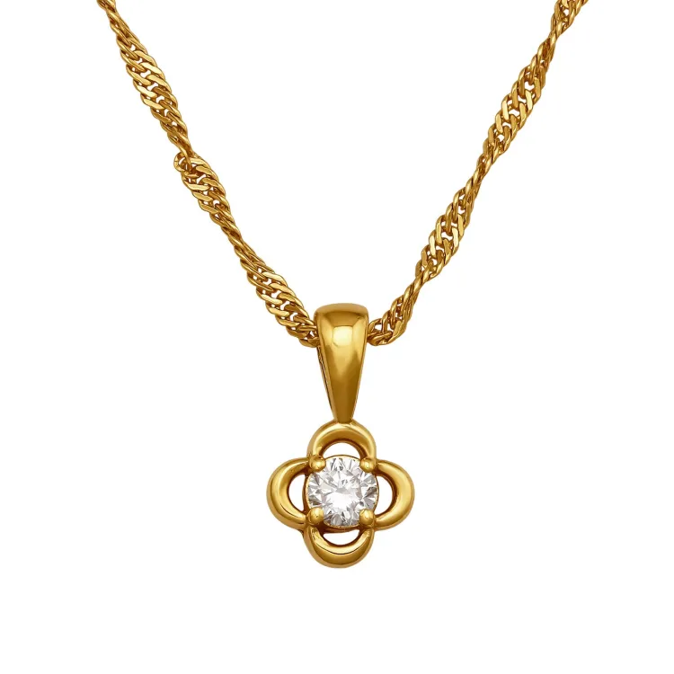45 cm halskjede med lab grown diamant anheng i forgylt sølv 0,062 ct