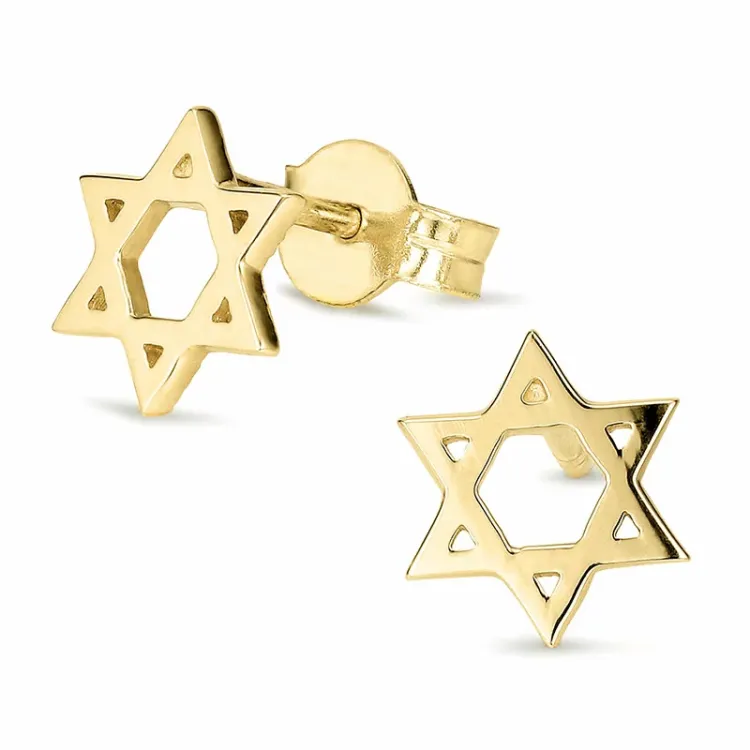 davidstjerne øredobber i 9 karat gull - Gold Collection