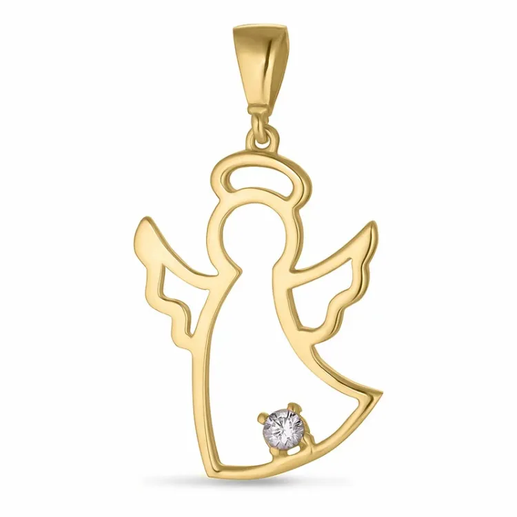 engel zirkon anheng i 9 karat gull - Gold Collection