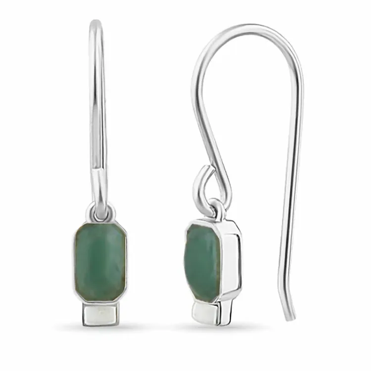 lange jadestein øredobber i sølv - Loom Stones