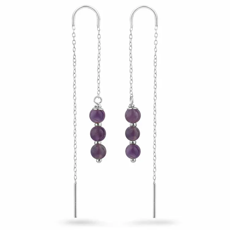 ametyst kjedeøreringer i sølv - Loom Stones