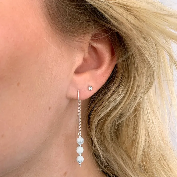 howlite kjedeøreringer i sølv