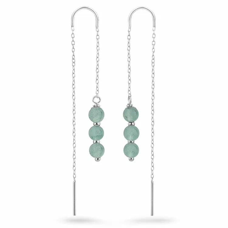 jadestein kjedeøreringer i sølv - Loom Stones