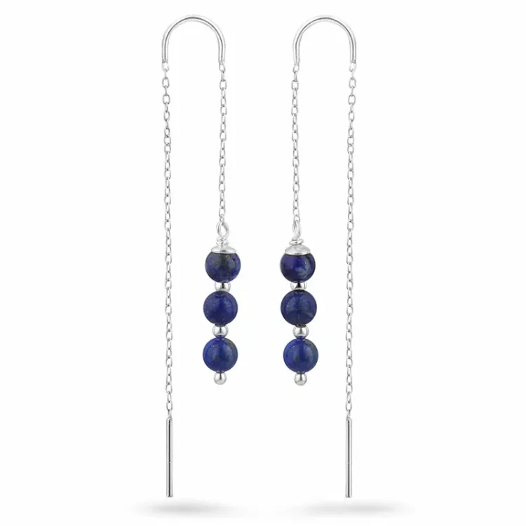 lapis lazuli kjedeøreringer i sølv - Loom Stones