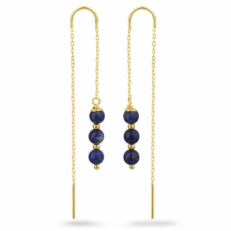 lapis lazuli kjedeøreringer i forgylt sølv - Loom Stones