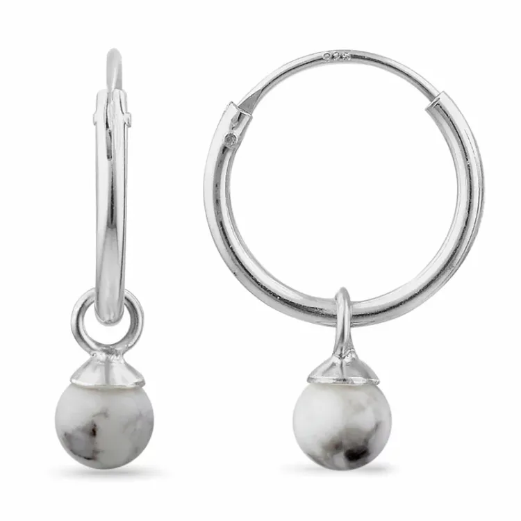 12 mm howlite creol i sølv