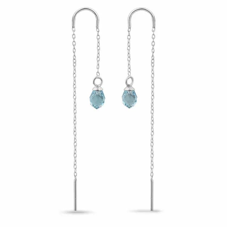 blå topas glas kjedeøreringer i sølv - Loom Stones
