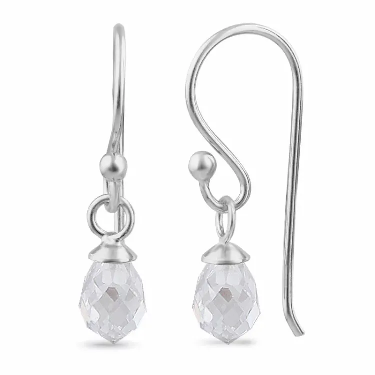 hvite zirkon ear lines i sølv - Loom Stones