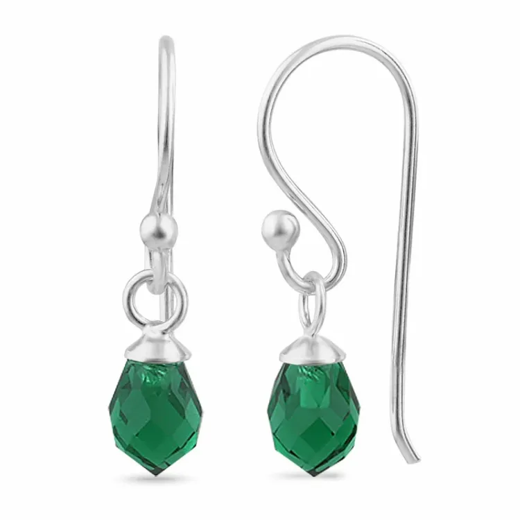 smaragd glass ear lines i sølv - Loom Stones