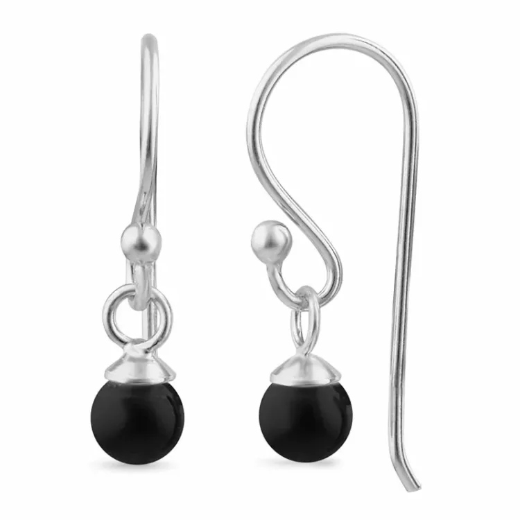 svart onyks ear lines i sølv - Loom Stones