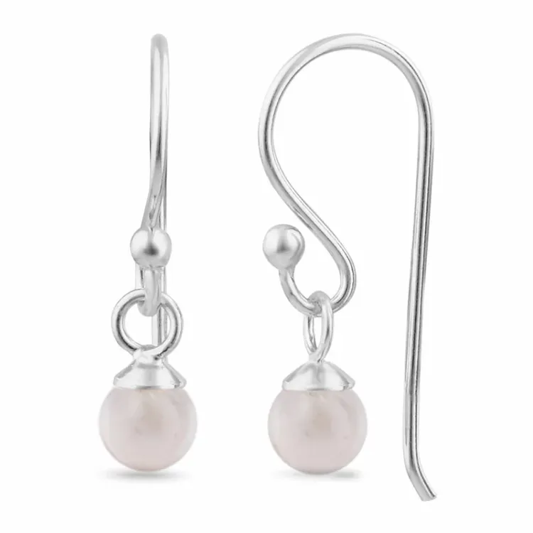 rosa kvarts ear lines i sølv - Loom Stones