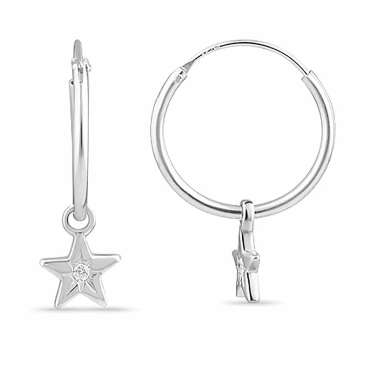 13 mm stjerne zirkon creol i sølv