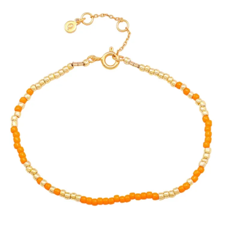 Hultquist Orange Mila oransje perle armbånd i forgylt sølv