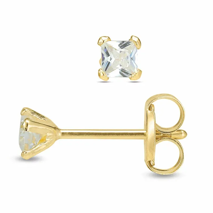 2,5 mm ørestikker i 9 karat gull med zirkon - Gold Collection