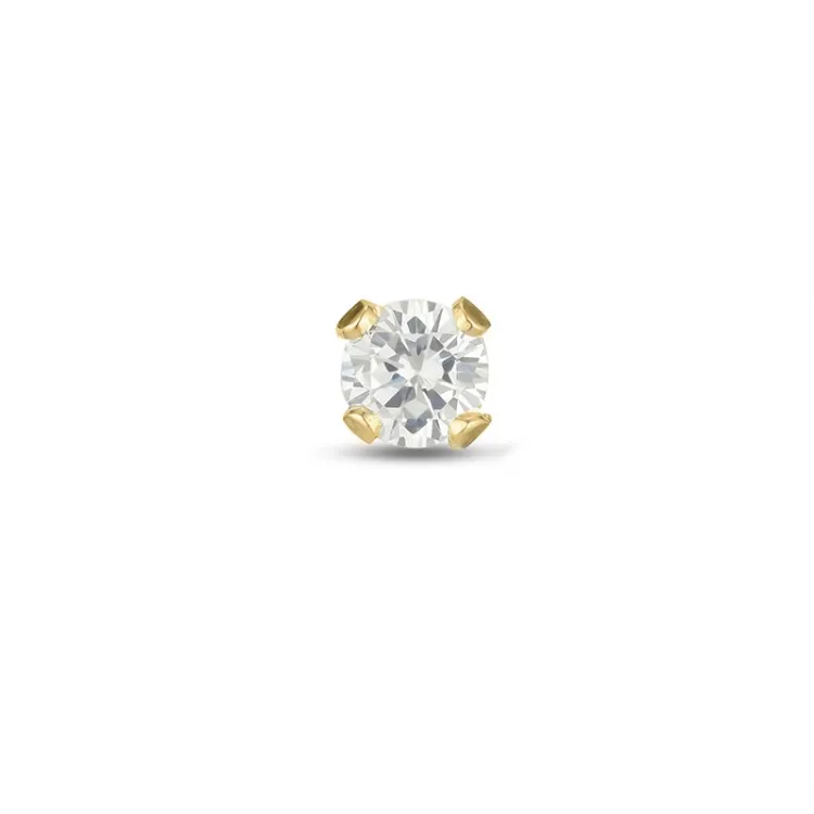 1/2 par 3 mm øredobber i 9 karat gull med zirkon - Gold Collection