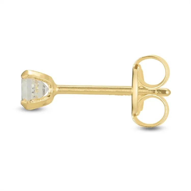 1/2 par 3 mm øredobber i 9 karat gull med zirkon - Gold Collection