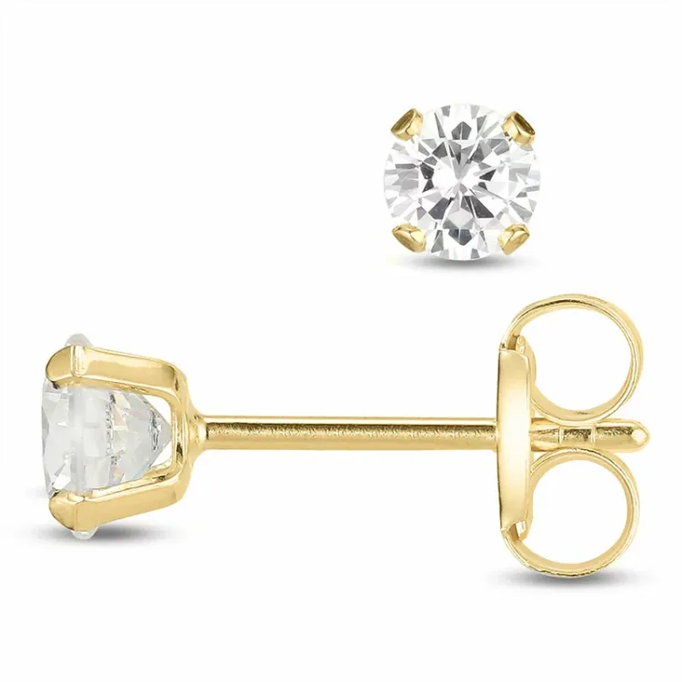 4 mm ørestikker i 9 karat gull med zirkon - Gold Collection