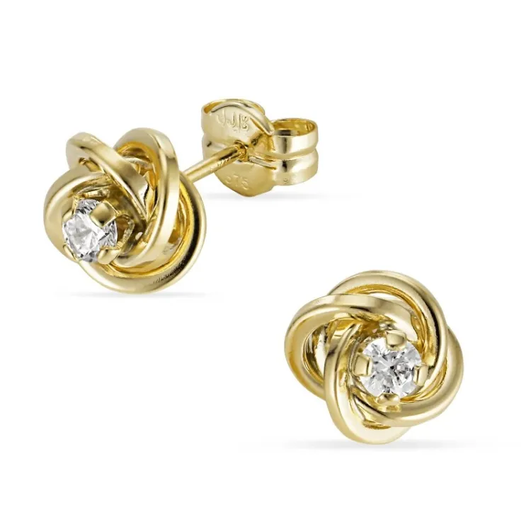 7,5-8 mm øredobber i 9 karat gull med zirkon - Gold Collection