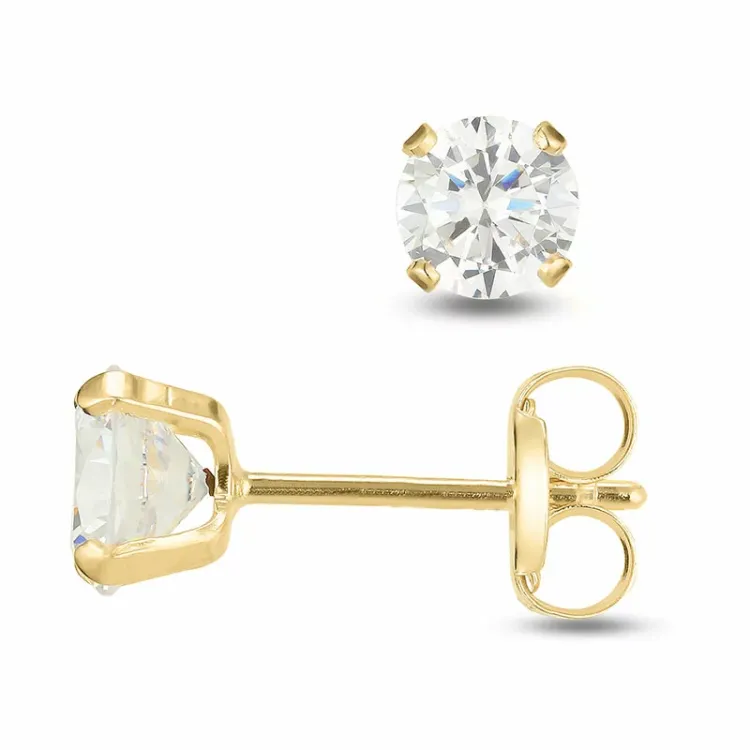 5 mm ørestikker i 9 karat gull med zirkon - Gold Collection