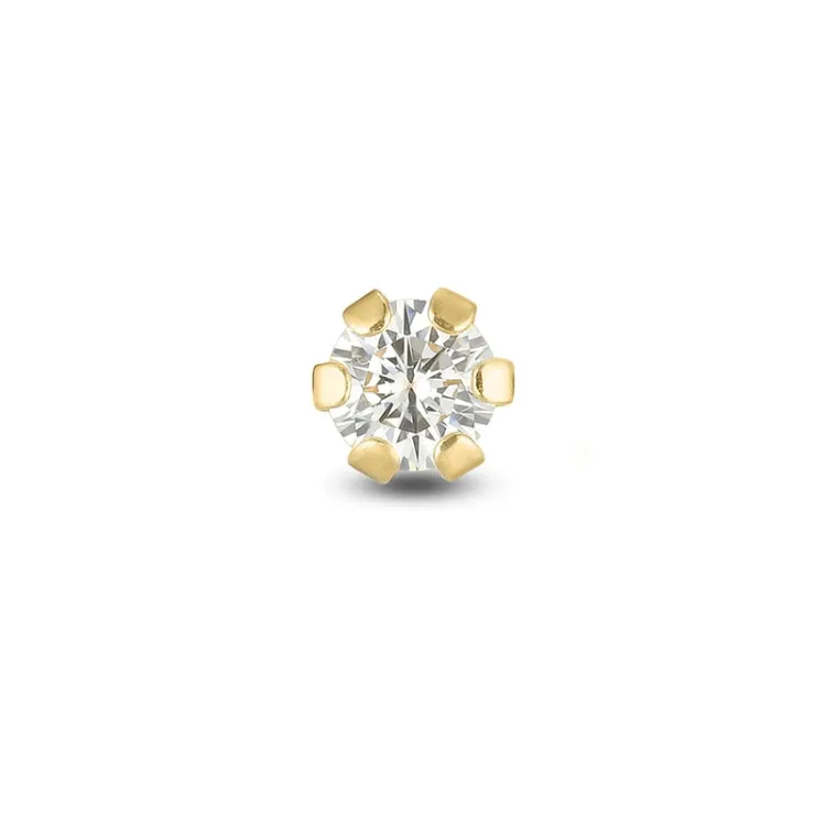 1/2 par 3 mm øredobber i 9 karat gull med zirkon - Gold Collection