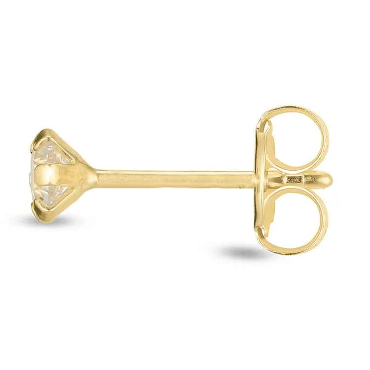 1/2 par 3 mm øredobber i 9 karat gull med zirkon - Gold Collection