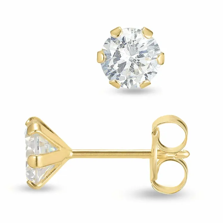 5 mm ørestikker i 9 karat gull med zirkon - Gold Collection