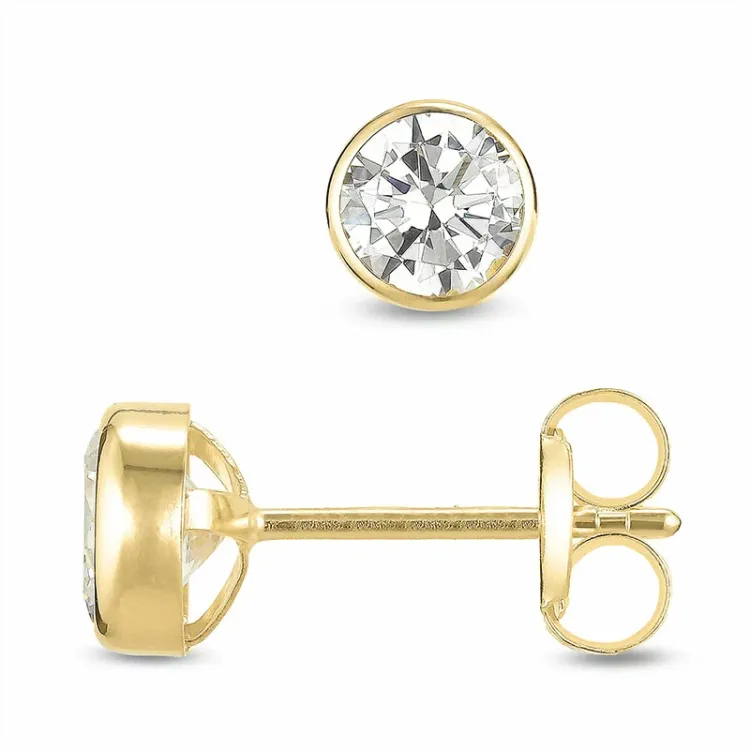 5 mm ørestikker i 9 karat gull med zirkon - Gold Collection