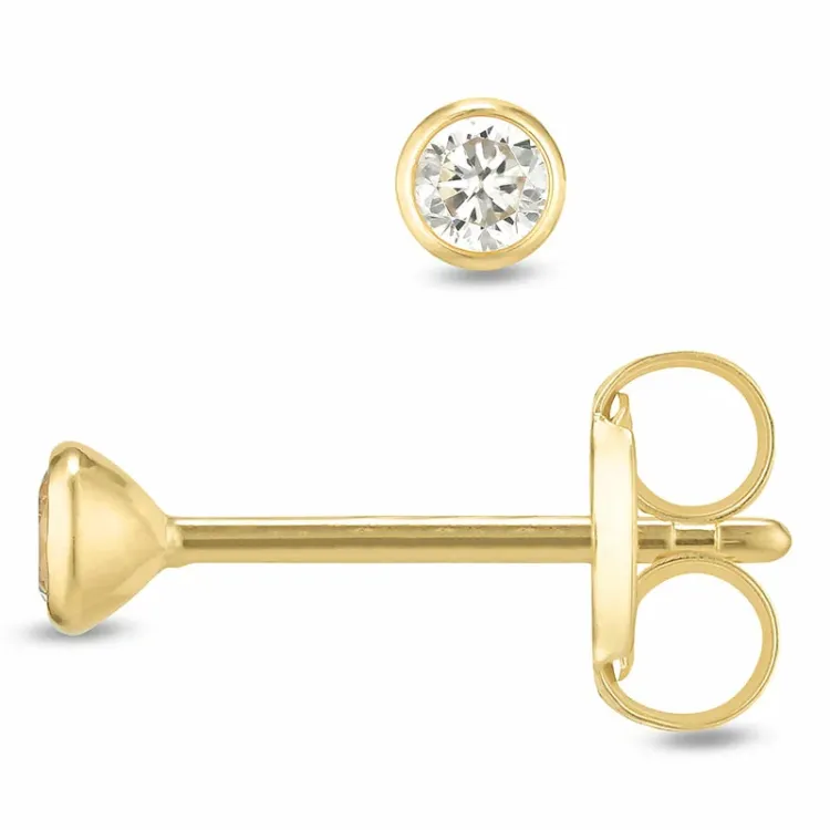 2,5 mm ørestikker i 9 karat gull med zirkon - Gold Collection