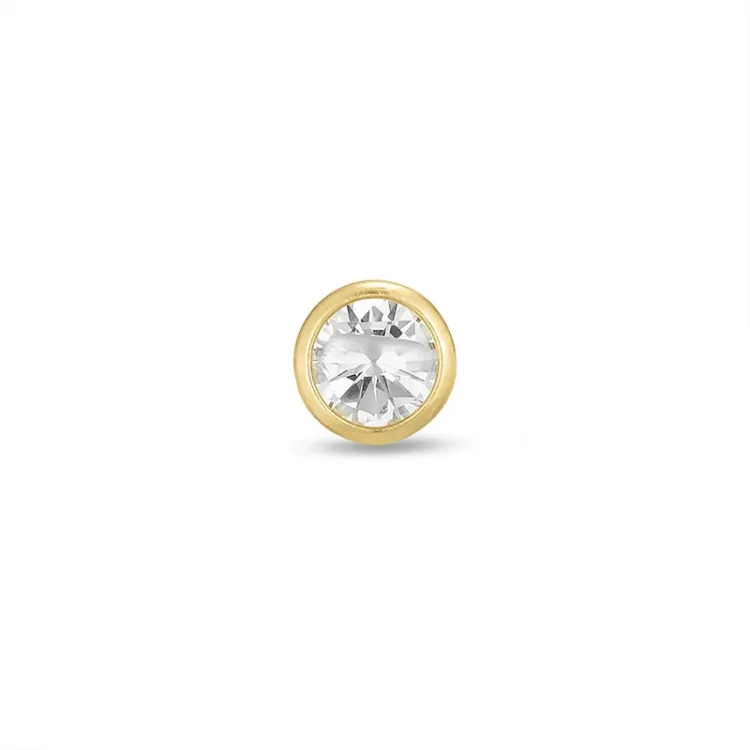 1/2 par 3 mm øredobber i 9 karat gull med zirkon - Gold Collection