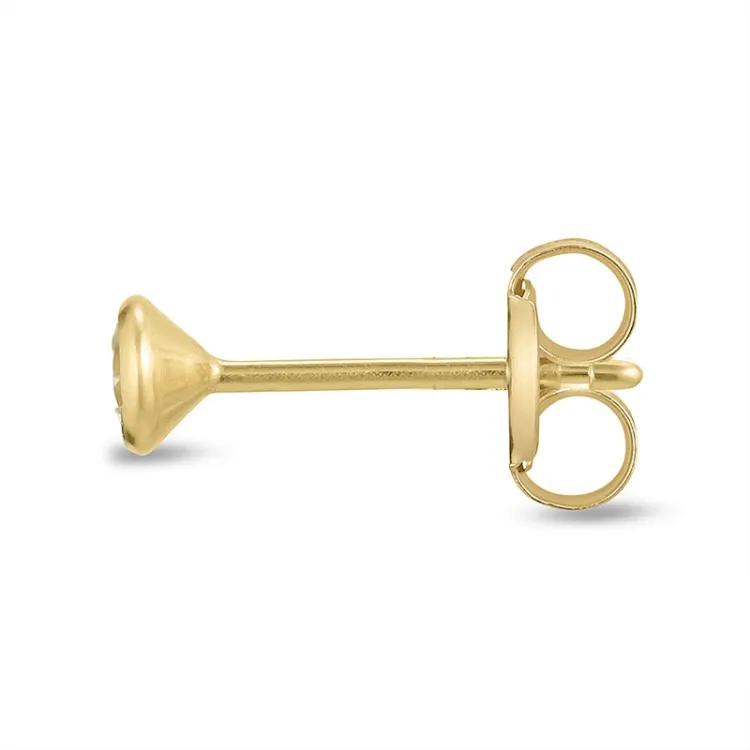 1/2 par 3 mm øredobber i 9 karat gull med zirkon - Gold Collection