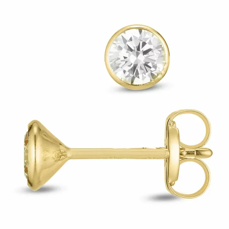 4 mm ørestikker i 9 karat gull med zirkon - Gold Collection