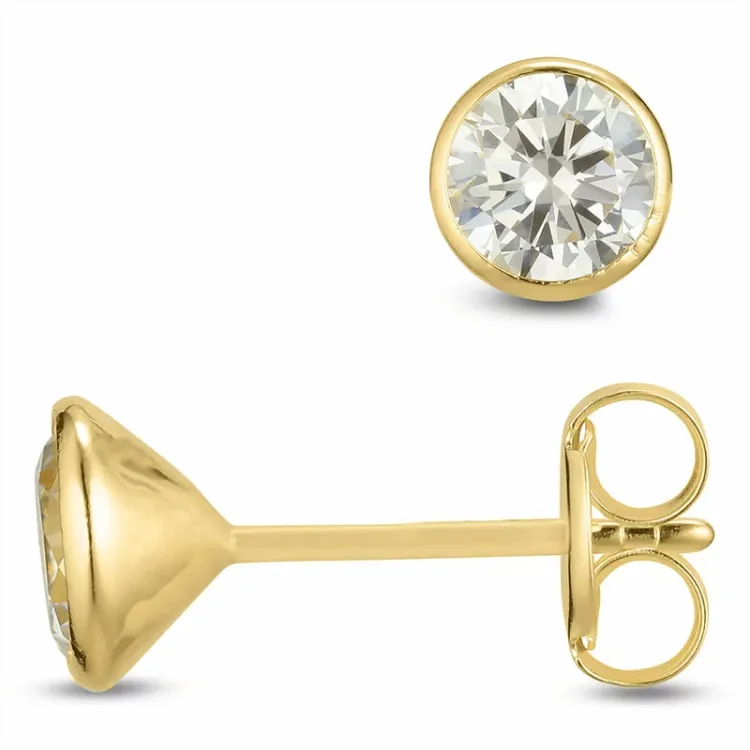 5 mm ørestikker i 9 karat gull med zirkon - Gold Collection