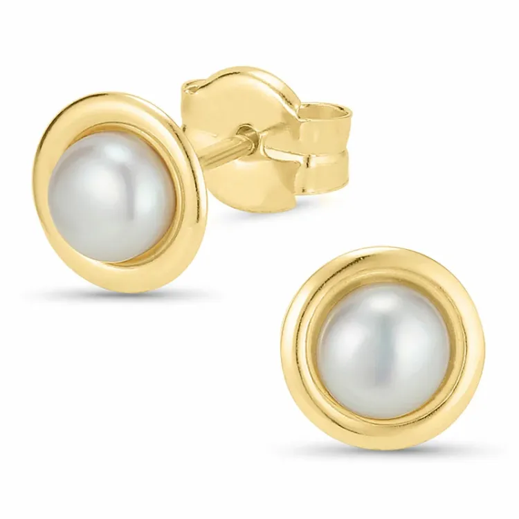 4,5 mm perle ørestikker i 9 karat gull - Gold Collection