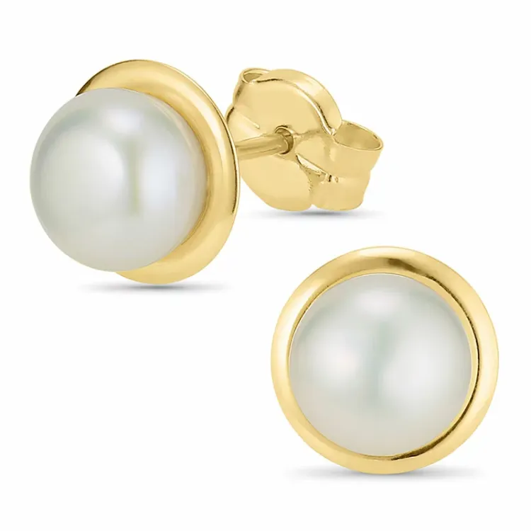 5,5 mm perle ørestikker i 9 karat gull - Gold Collection
