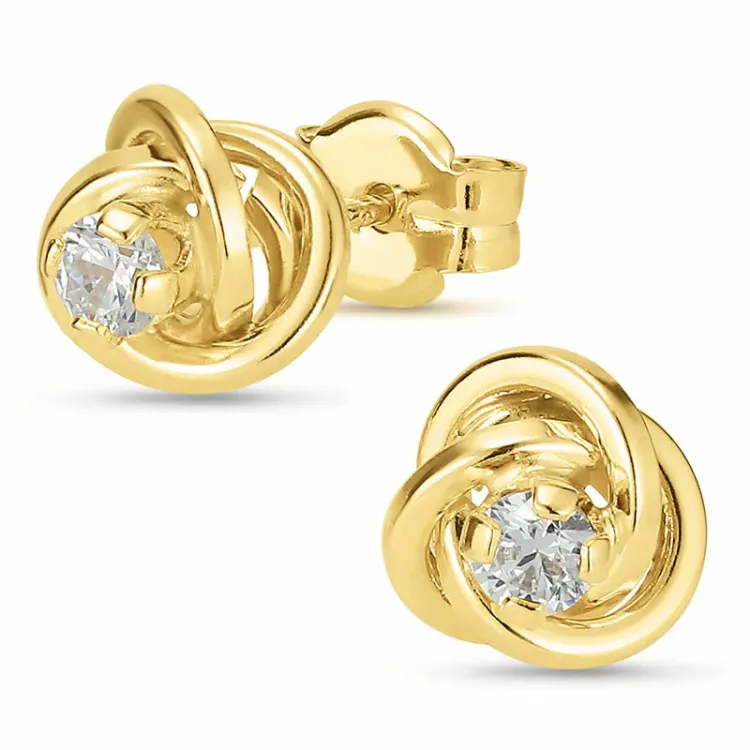 7 mm øredobber i 9 karat gull med zirkon - Gold Collection