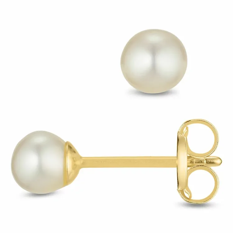 4 mm perle ørestikker i 9 karat gull - Gold Collection