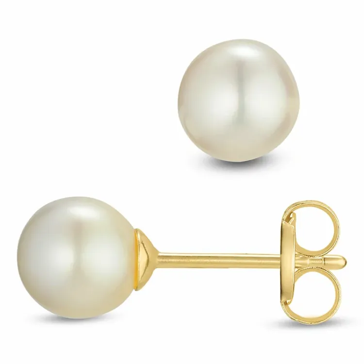 5 mm perle øredobber i 9 karat gull - Gold Collection