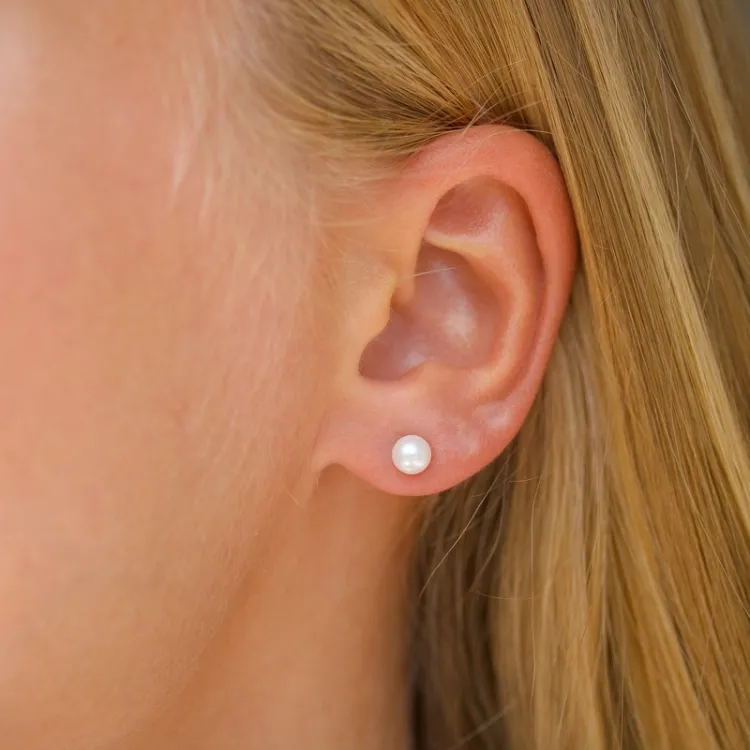 5 mm perle øredobber i 9 karat gull - Gold Collection