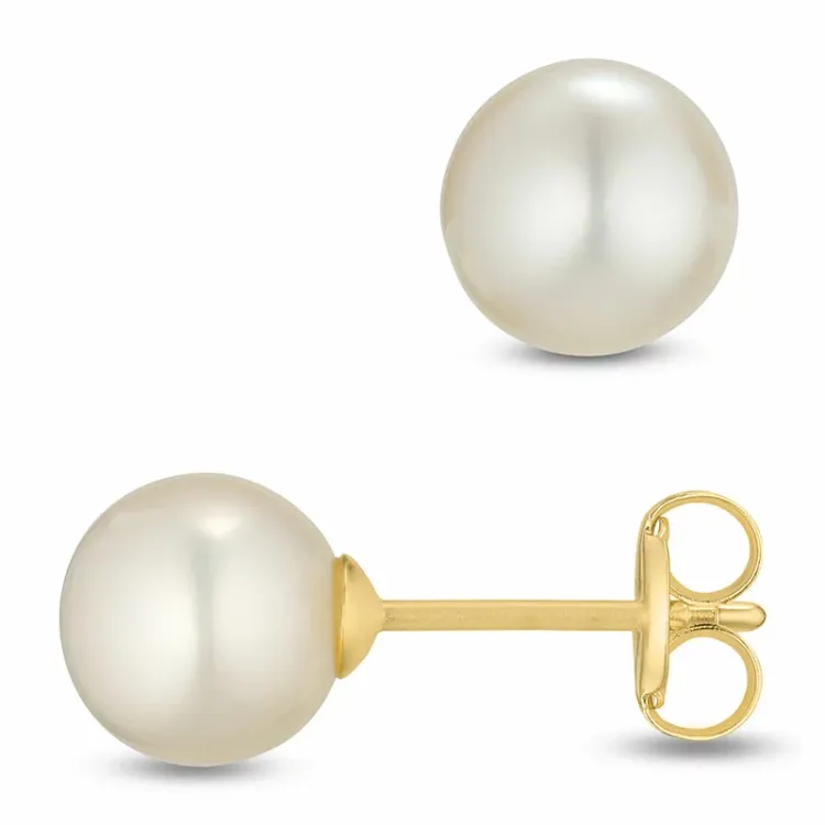 6 mm perle øredobber i 9 karat gull - Gold Collection
