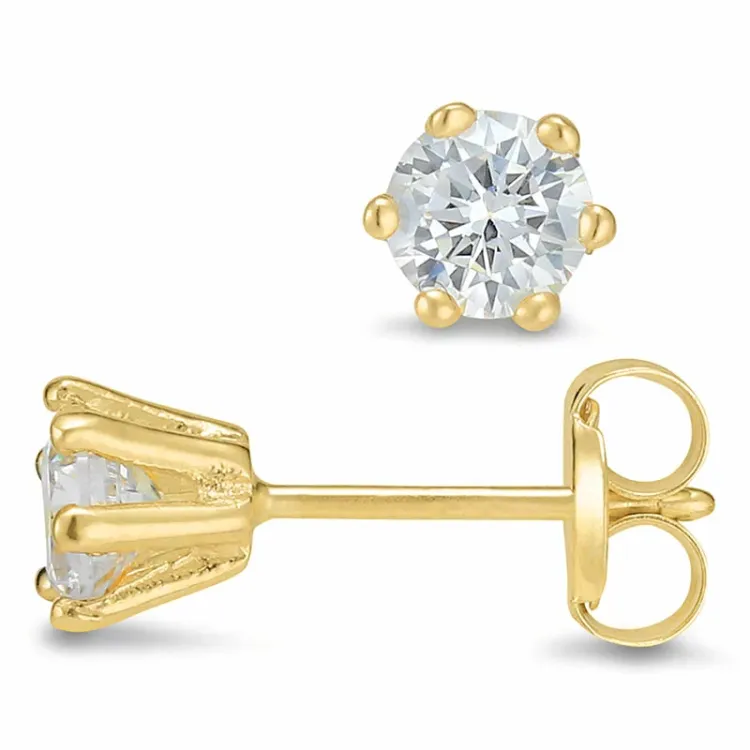 4 mm zirkon ørestikker i 9 karat gull med zirkon - Gold Collection