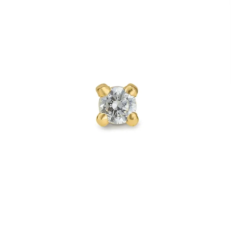 1/2 par 2 mm øredobber i 9 karat gull med zirkon - Gold Collection