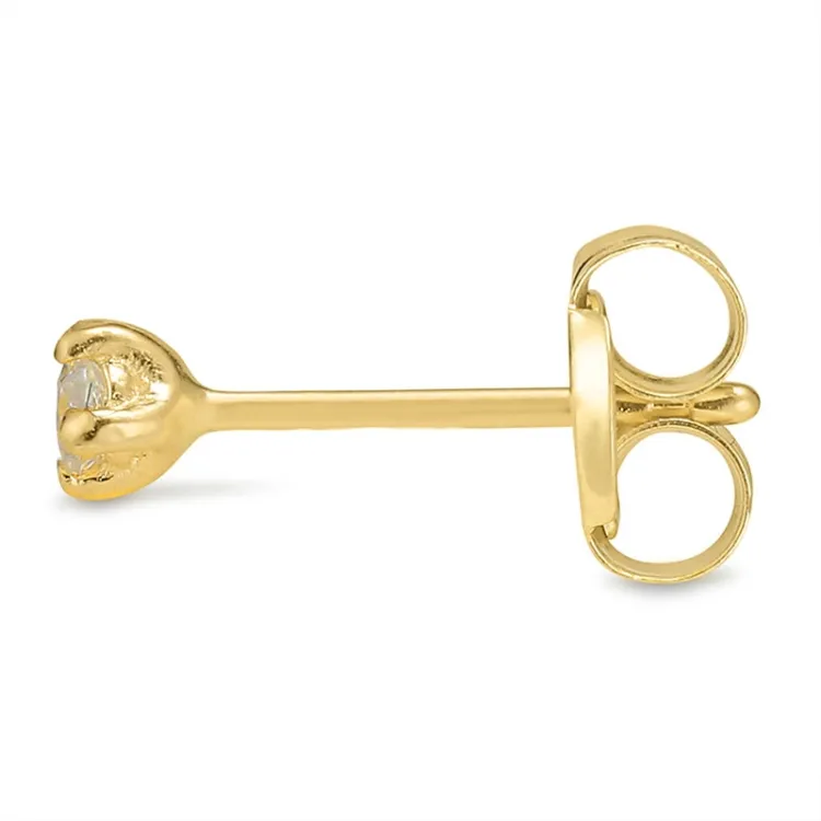 1/2 par 2 mm øredobber i 9 karat gull med zirkon - Gold Collection