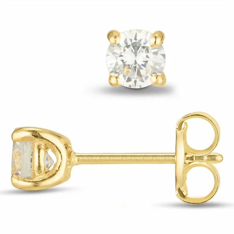 4 mm zirkon ørestikker i 9 karat gull med zirkon - Gold Collection