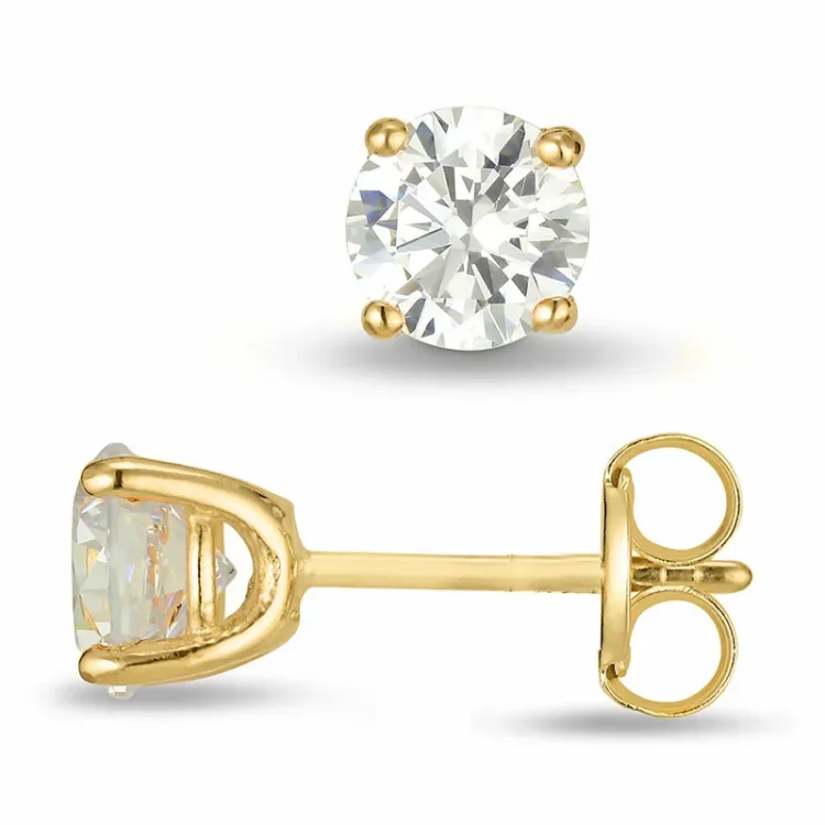 5 mm zirkon ørestikker i 9 karat gull med zirkon - Gold Collection