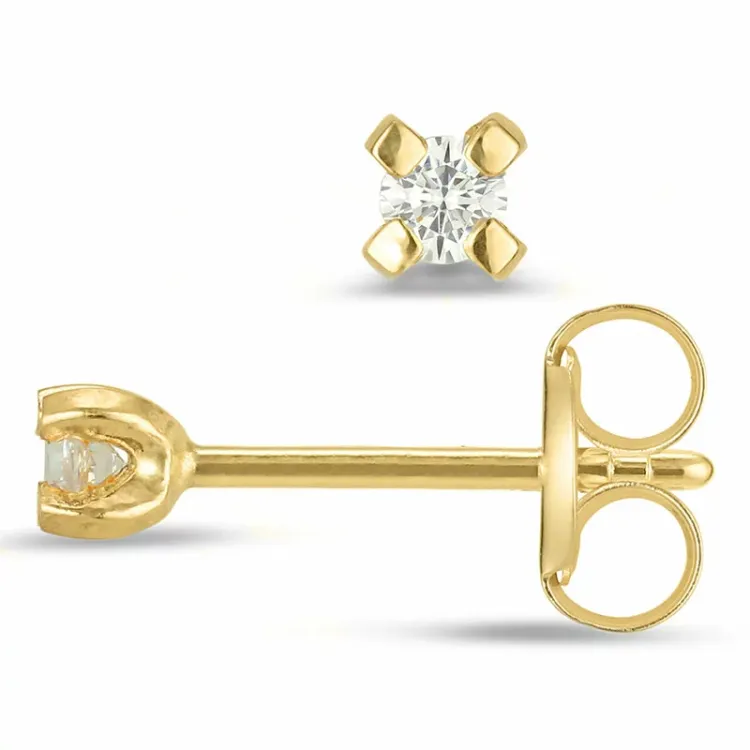 2 mm zirkon ørestikker i 9 karat gull med zirkon - Gold Collection