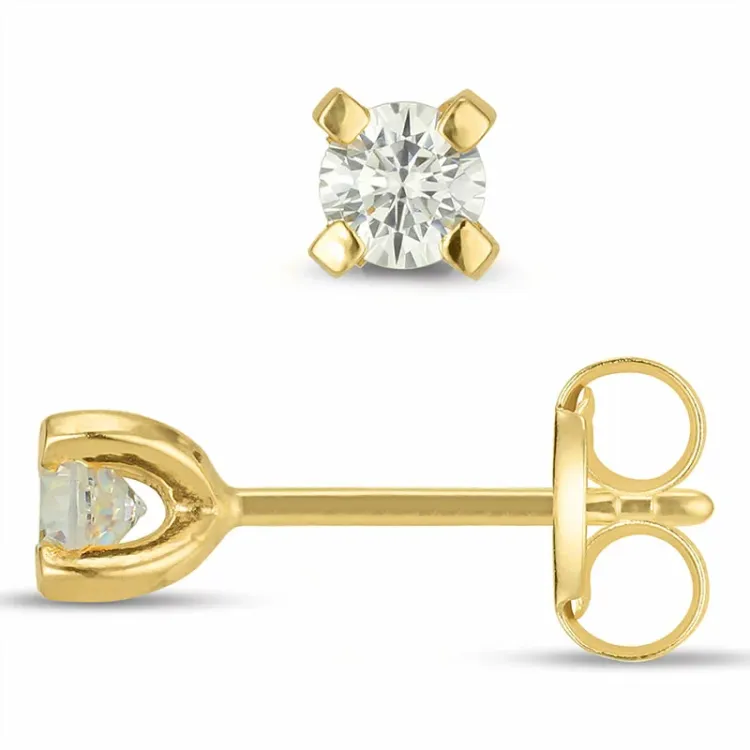 3 mm zirkon ørestikker i 9 karat gull med zirkon - Gold Collection