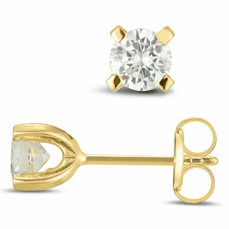 4 mm zirkon ørestikker i 9 karat gull med zirkon - Gold Collection