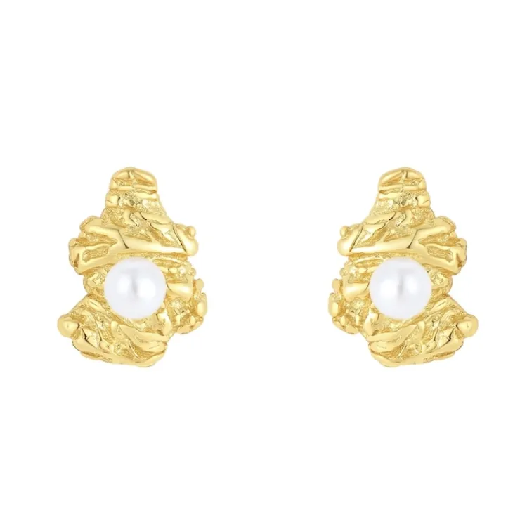 Nava Eos Petite Studs  perle øredobber i forgylt sølv