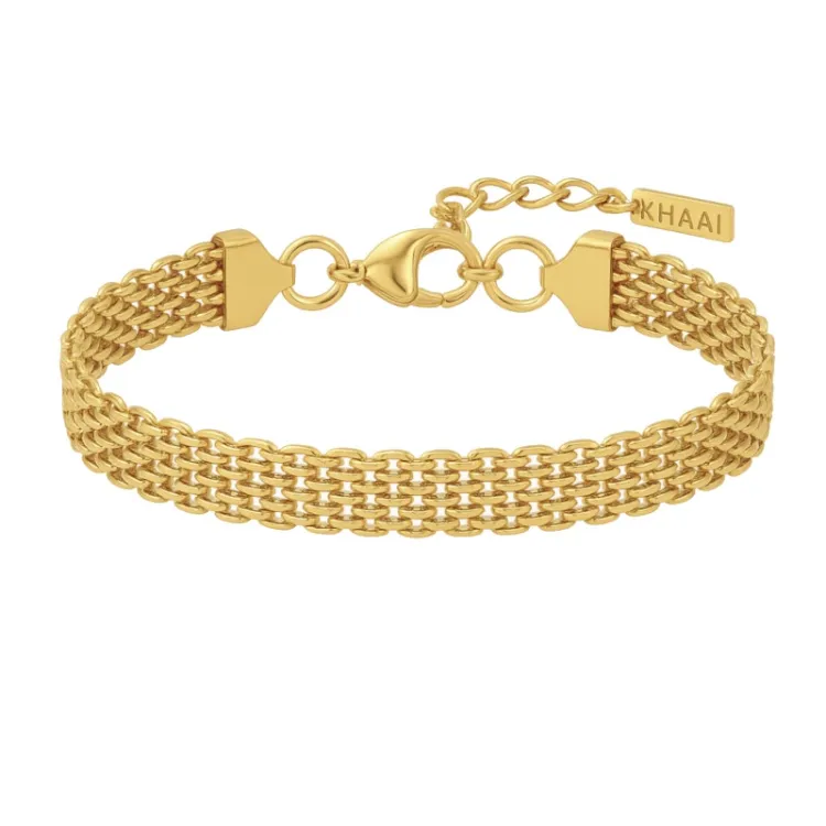 Khaai Studio Mesh armbånd i forgylt stål
