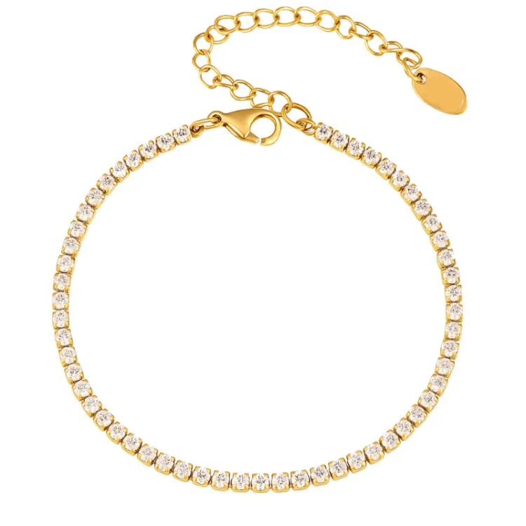 Khaai Studio Radiance armbånd i forgylt stål hvit zirkon